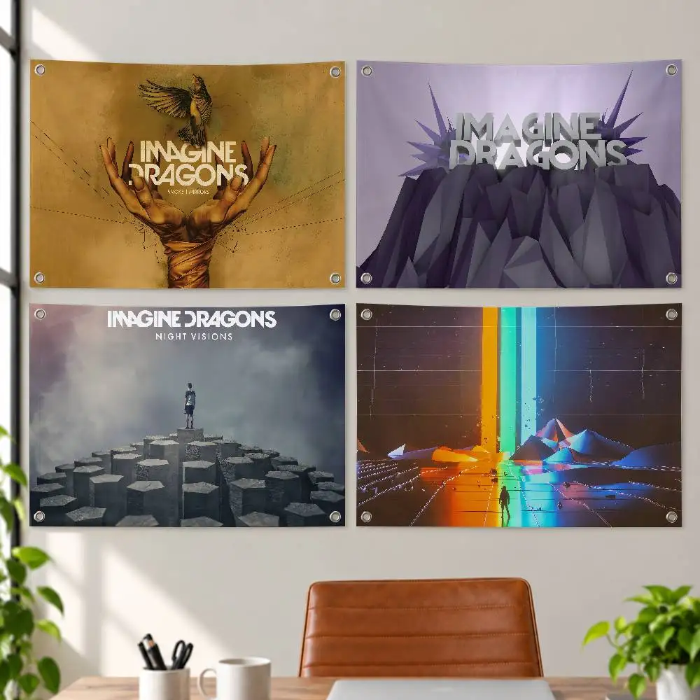 Rock Band Imagine D-Dragons bones Aesthetic Wall Tapestry Flag Printed Wall Hanging Living Room Party Outdoor Decor