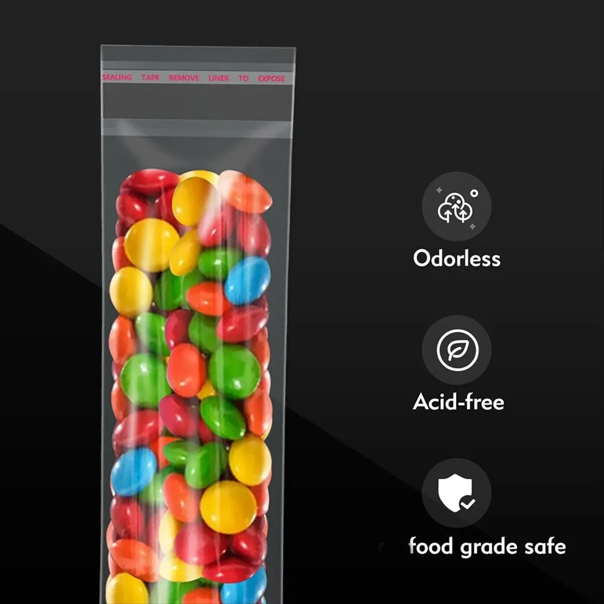 300pcs 2x10 Inch Self-Sealing Pretzels Individual Bags,Pretzel Rod & Candy Wrapping Bags for Chocolate, Cookies