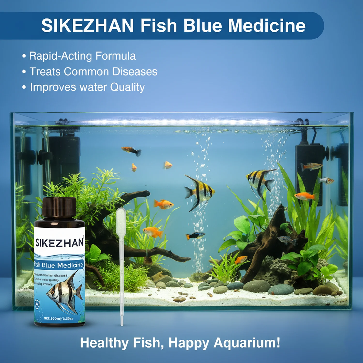 Grande 500ml metileno azul solução de tratamento de peixes anti fúngicos ich mancha branca malattia medicina aquário tropical tanque de água doce