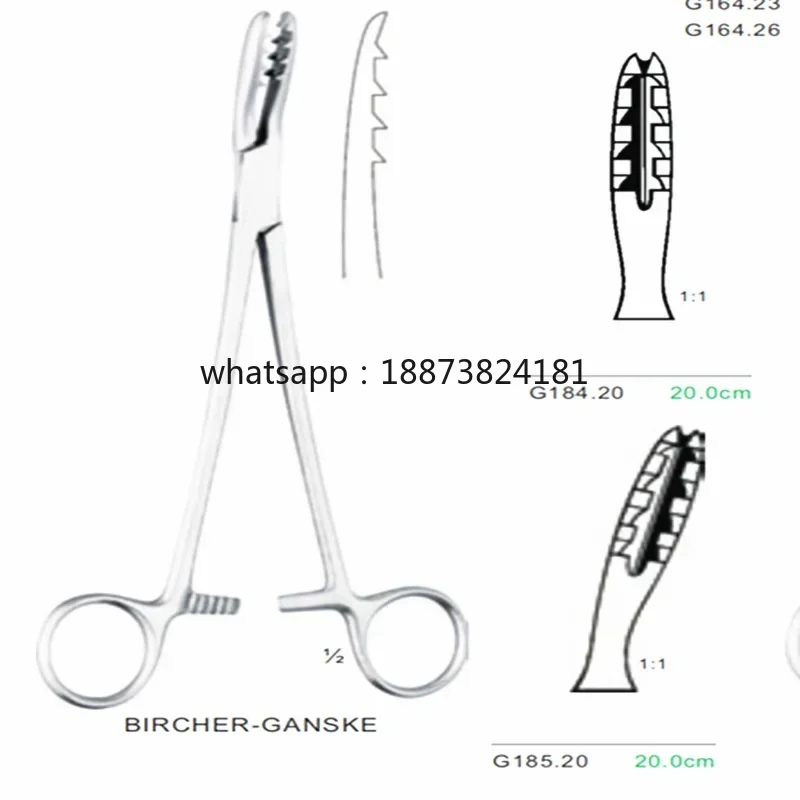 New Style General And  Basic Surgical   Stainless Steel Bircher-Ganske Cartilage Seizing Forceps 20cm fast shipping