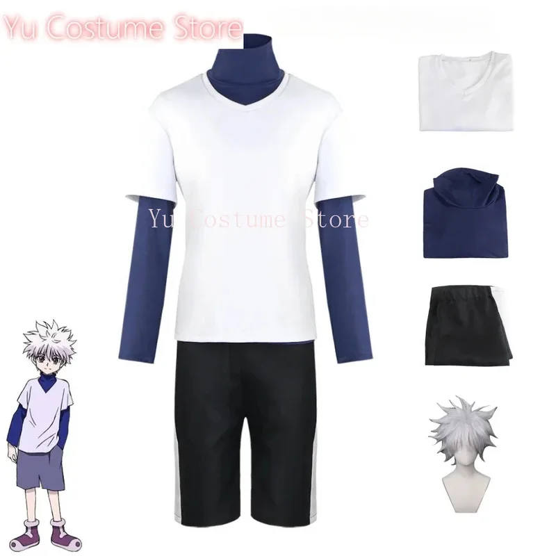 

Костюм Hunter Killua Zoldyck, номер 99, значок на Хэллоуин, Рождественскую вечеринку, костюм для косплея, рубашка, короткая W4;v'5,f;6.j;8'