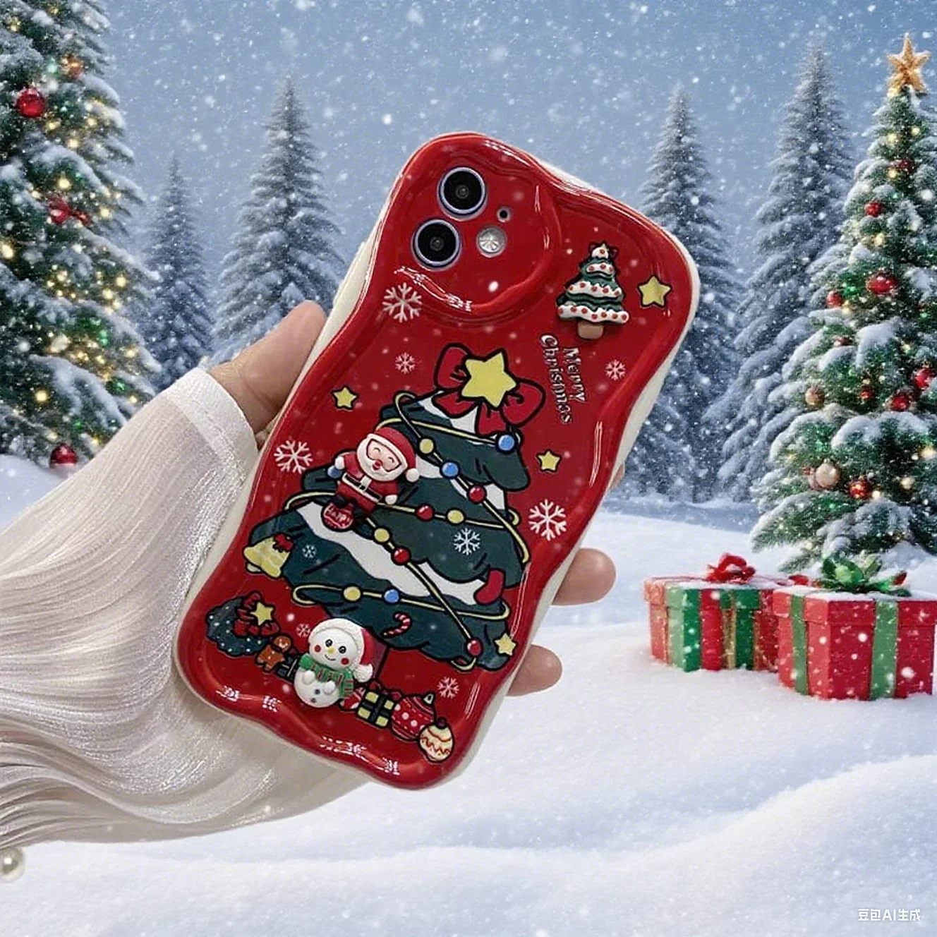3D Christmas Tree Santa Claus Elk Chain Case For IPhone 17 Pro Air Max 16 Pro 15 14 13 12 11 Pro Max Plus 16e Cover Silicone