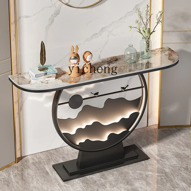 

ZK simple living room entrance table cabinet household front door entrance aisle rock slab end view table luminous light luxury