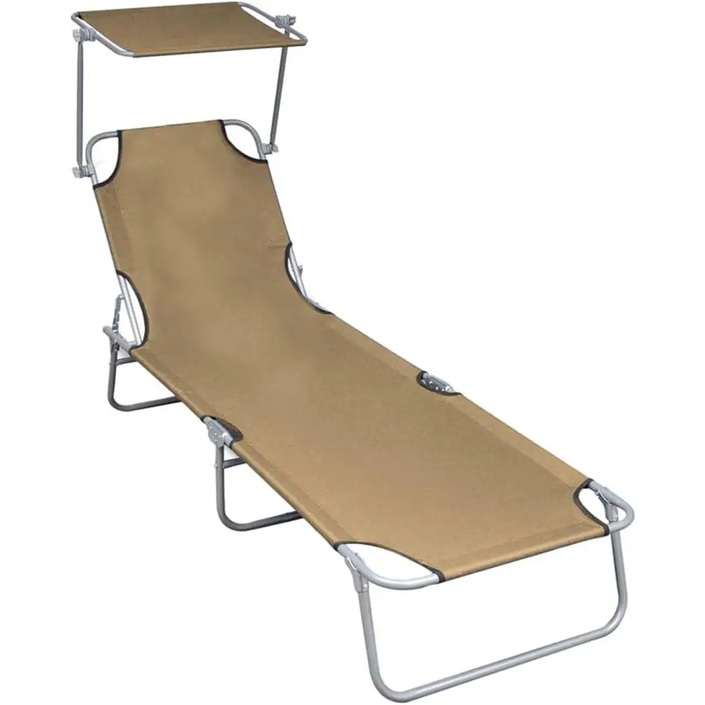 

Single Person UV-Resistant Taupe Powder-Coated Outdoor Lounger, 22.6x74.2x10.6 Inches, Poolside Beach Chair