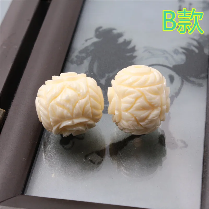 Natural Mammoth Ivory Carved round Beads Antlers Hand Carved Roses Scattered Beads Pot Cover Knob Waist Bead DIY Star and Moon M