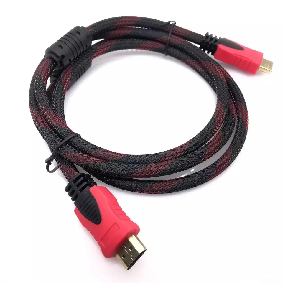 High Speed HDMI Cable HDTV Black And Red Braided Compatible HDMI 1.4V Cable High Speed TV Data Computer Monitor Support 3D 1080P