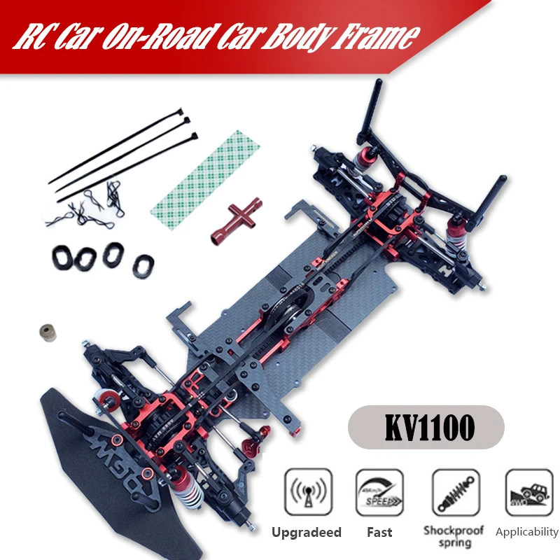 

RC Car On-Road Car Body Frame 260mm Wheelbase 4WD 4WD Driving System for 1/10 Racing Car Parts Upgrades Accessories