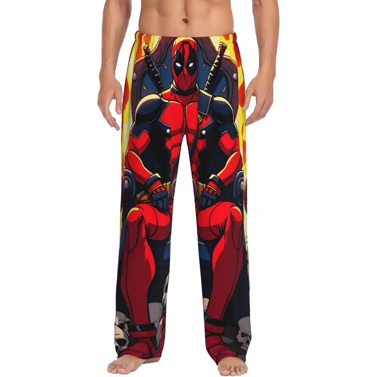 

Custom Deadpool Pajama Pants Sleepwear Men Elastic Waistband Superhuman Sleep Lounge Bottoms with Pockets