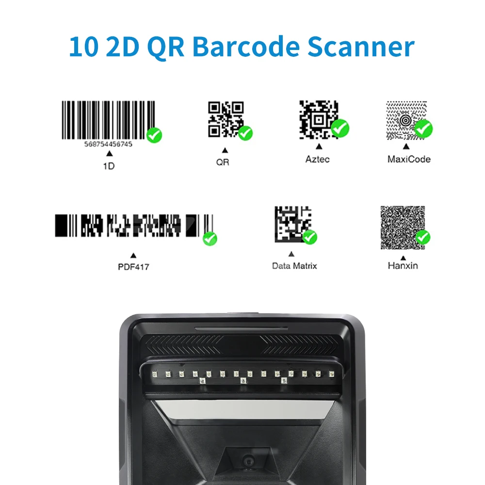 

MP8000 2D QR Desktop Barcode Scanner Megapixel Pixel Ultra High Performance for Supermarket POS USB Interface in Stock