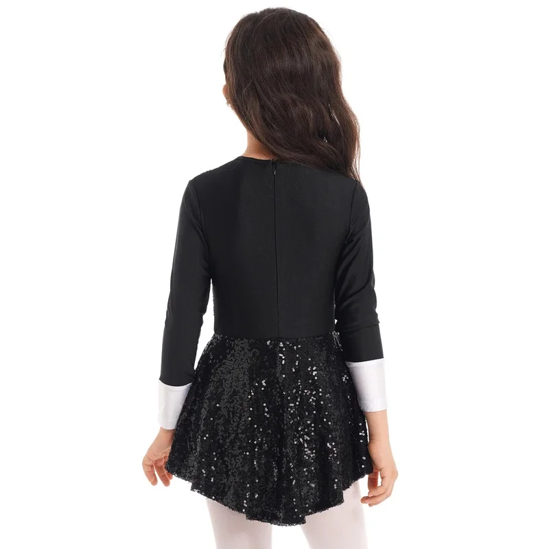 iEFiEL Kids Girls Magician Costume Halloween Cosplay Party Outfit Long Sleeve Leotard Dress with Hat Magic Wand Gloves Set