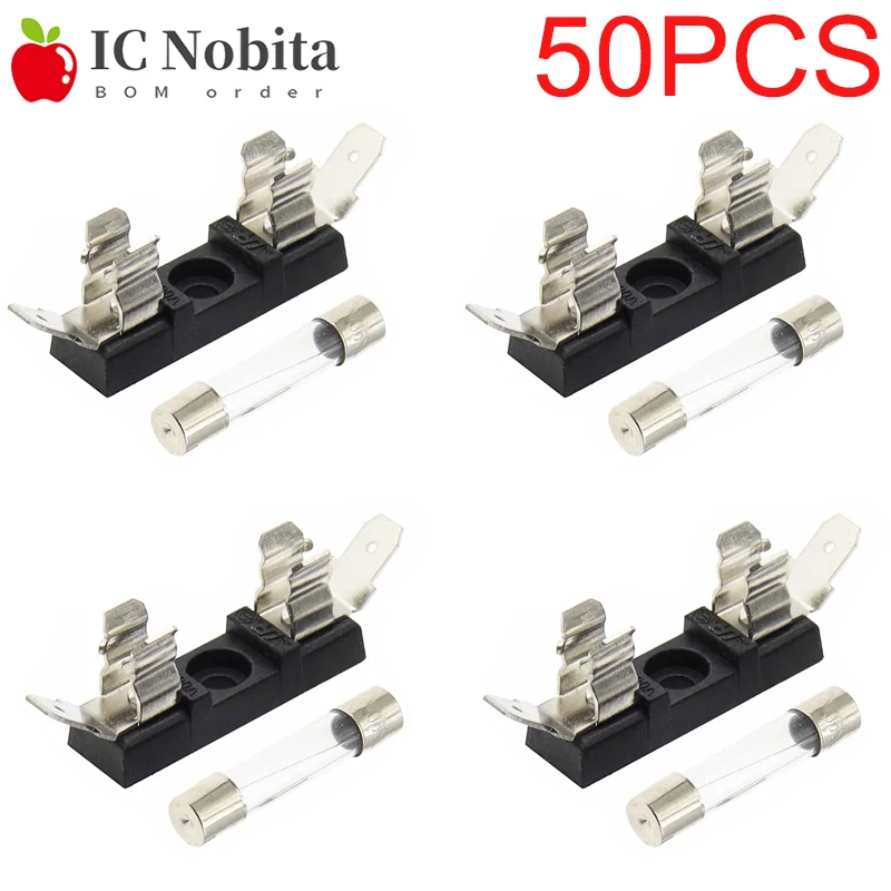 50PCS 6x30MM Fuse Holder 30A 300V Panel Mounting High Temperature Resistance Fuse Boxes 6*30MM