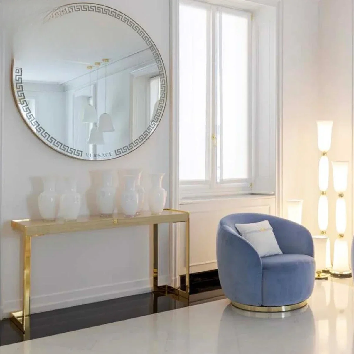 

Stainless steel entrance table Modern wall designer Extremely narrow solid wood entrance table