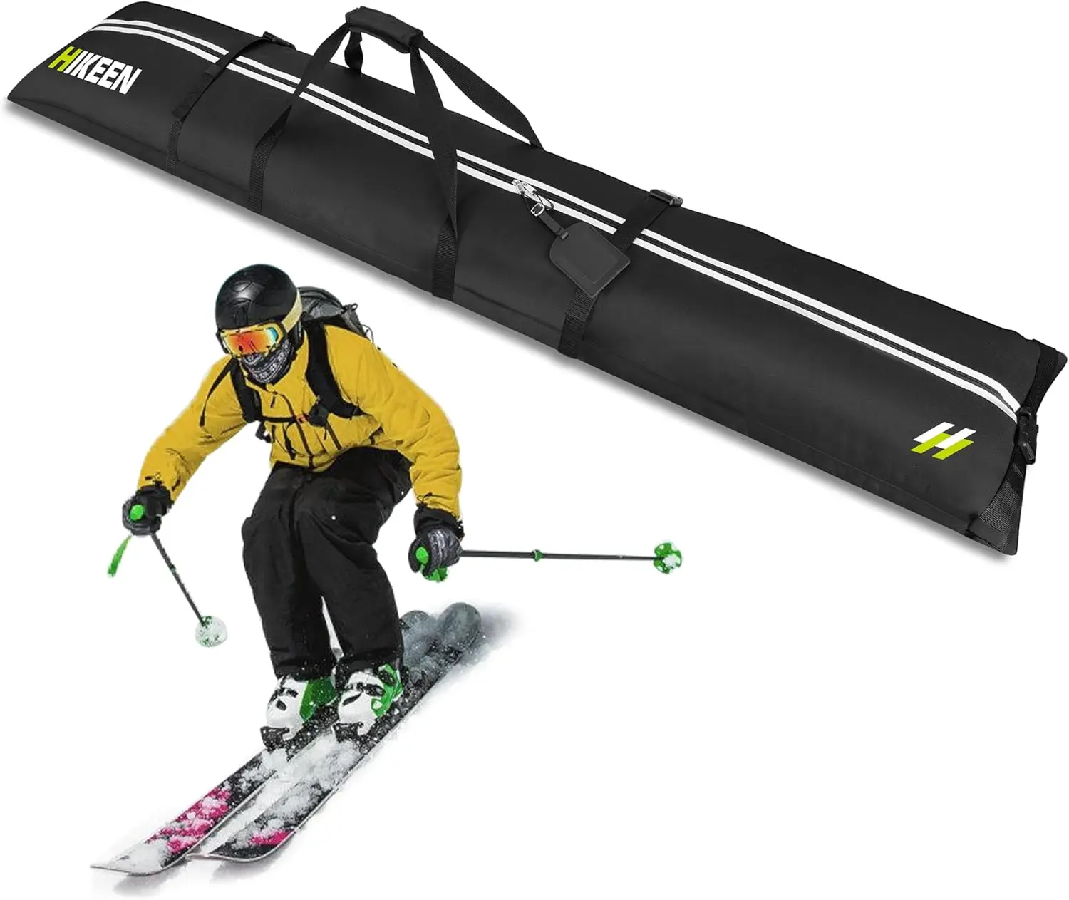 

Padded Waterproof Ski Bag for Air Travel, Fits Skis up to 215 cm