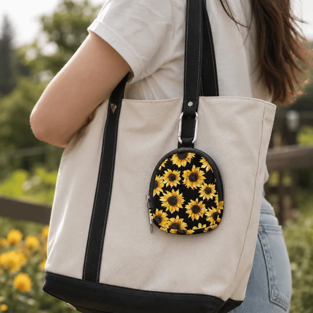 Mini Coin Pouch Key Wallet Flowers Waterproof Portable Coin Pouch Earphone Holder Zipper Closure Mini Purse For Men Women