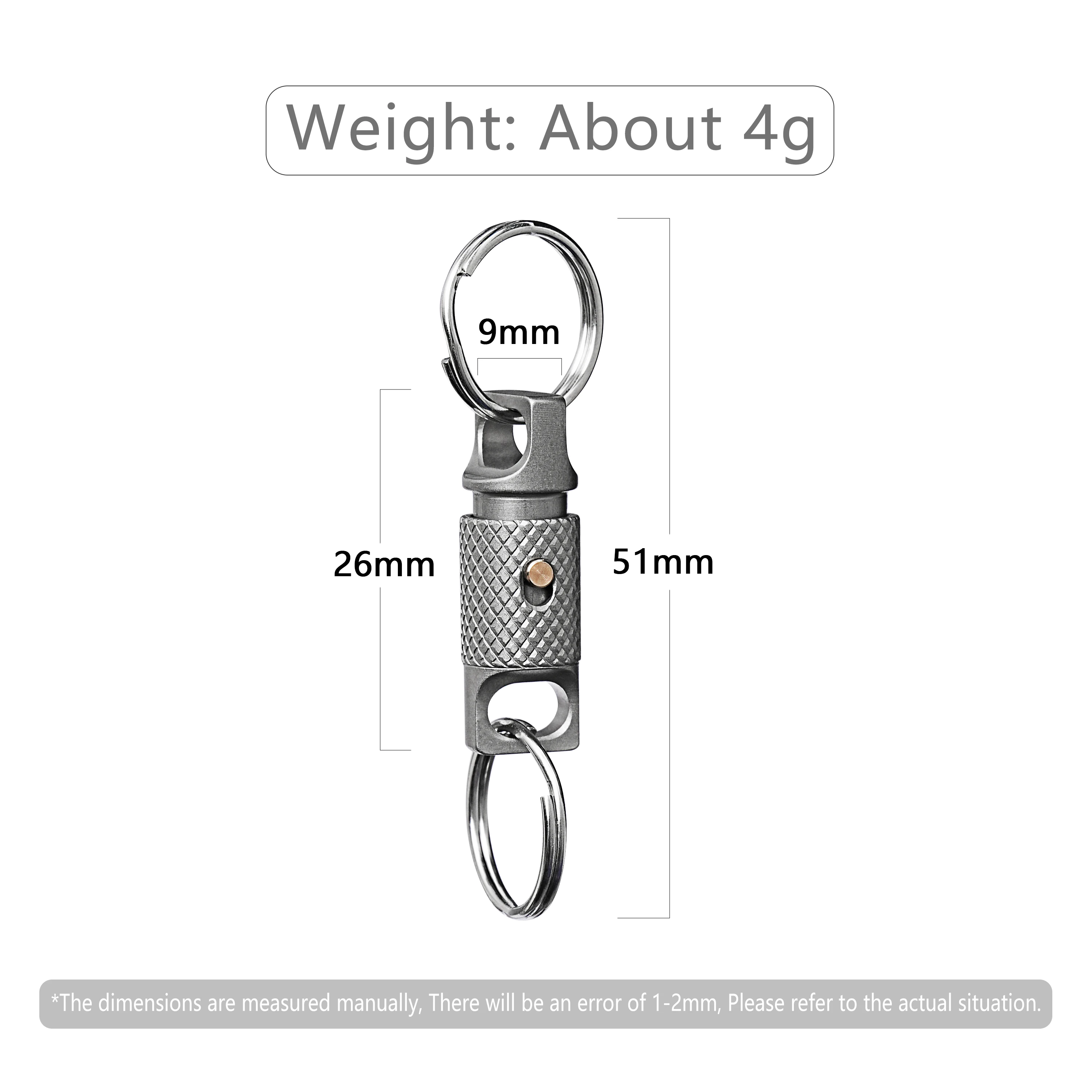 Titanium Alloy Keychain Can Rotate 360 ° Detachable With Lock Buckle Outdoor EDC Tools With Two Stainless Steel Keyrings