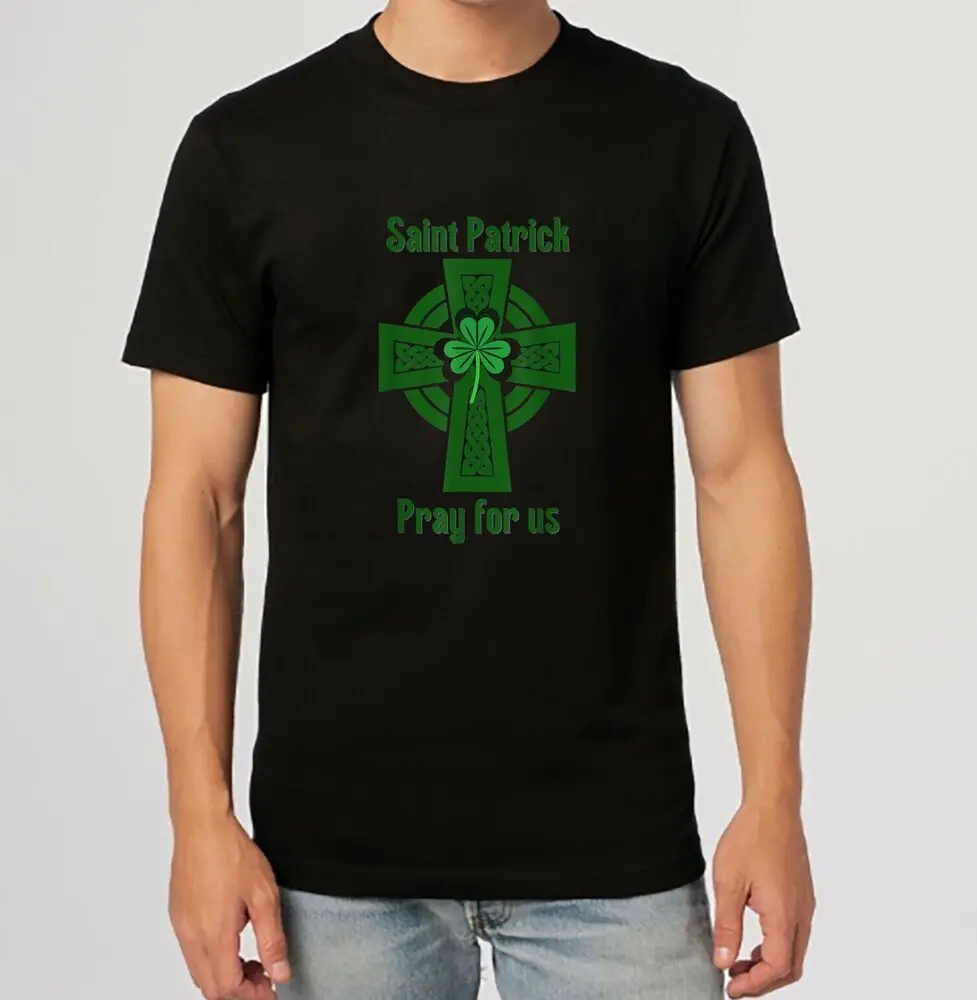 Catholic Saint Patrick Pray For Us Green Cross St Day T-Shirt Unisex T-shirts Cotton Luxury Brand Vintage Oversized