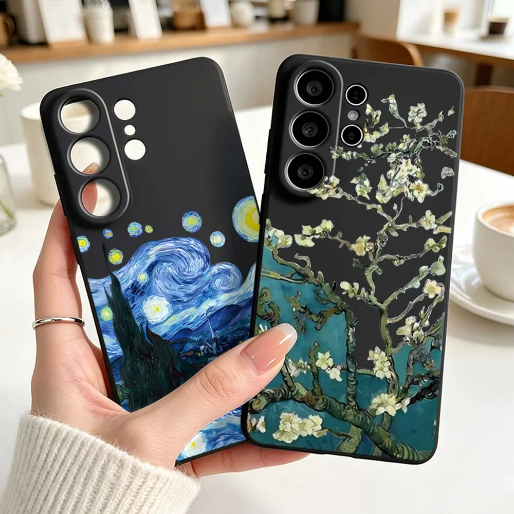 Van Gogh Art Starry Night Phone Case For Samsung Galaxy S26 S25 S24 S23 S22 S21 S20 Pro Edge Ultra Plus FE 5G Black Cover