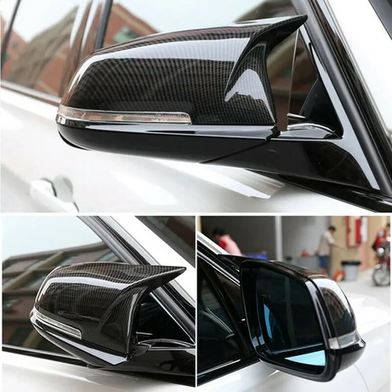 2 pieces Carbon Black Rearview Mirror Cover Cap For BMW 3 4 SER F32 GT F34 F35 2013-2015 2016 2017 2018 2019 2020 Replacement