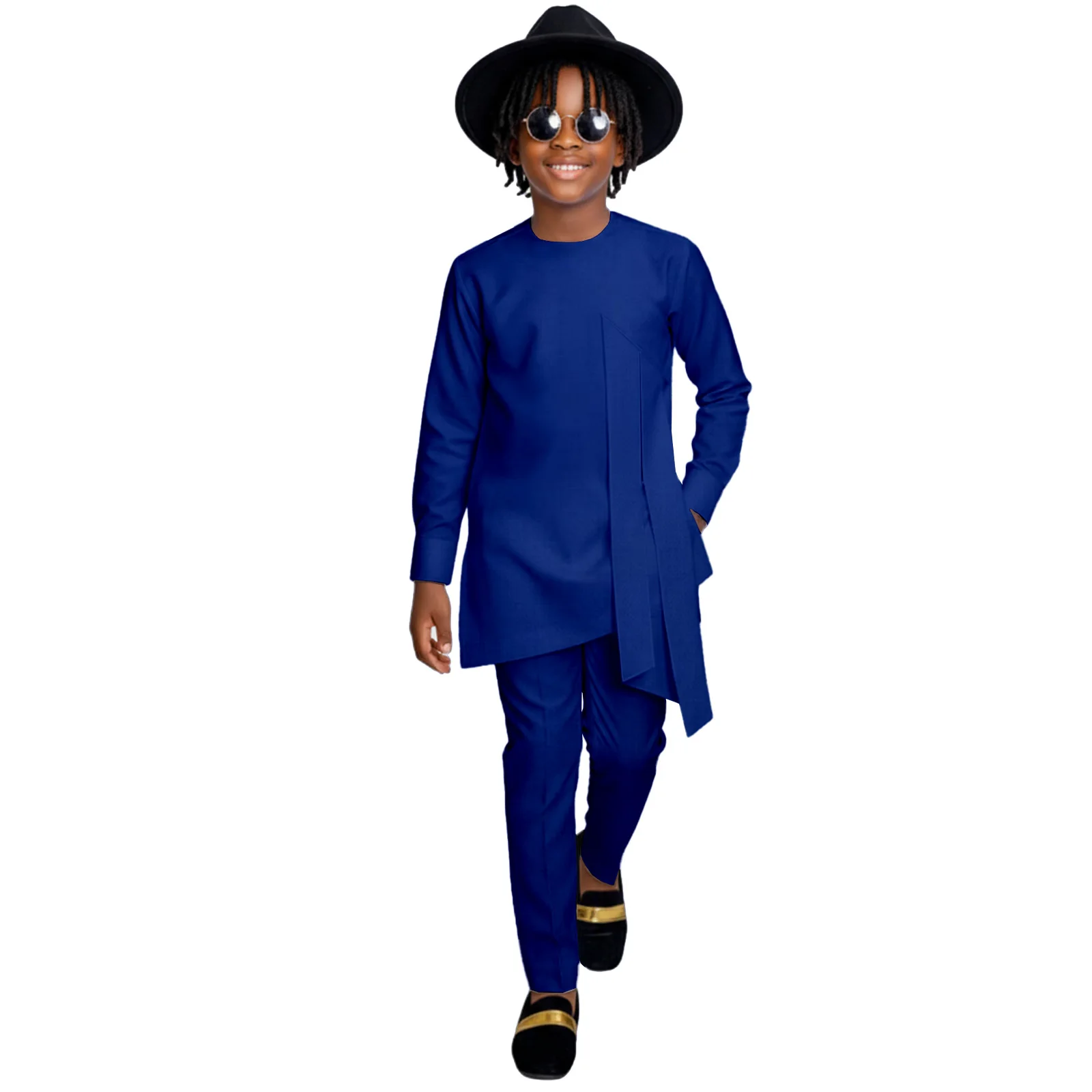 

Kids African Outfits Chilren Dashiki Kente Print Shirt and Pants 2 Piece Set Ankara Suit for Boy