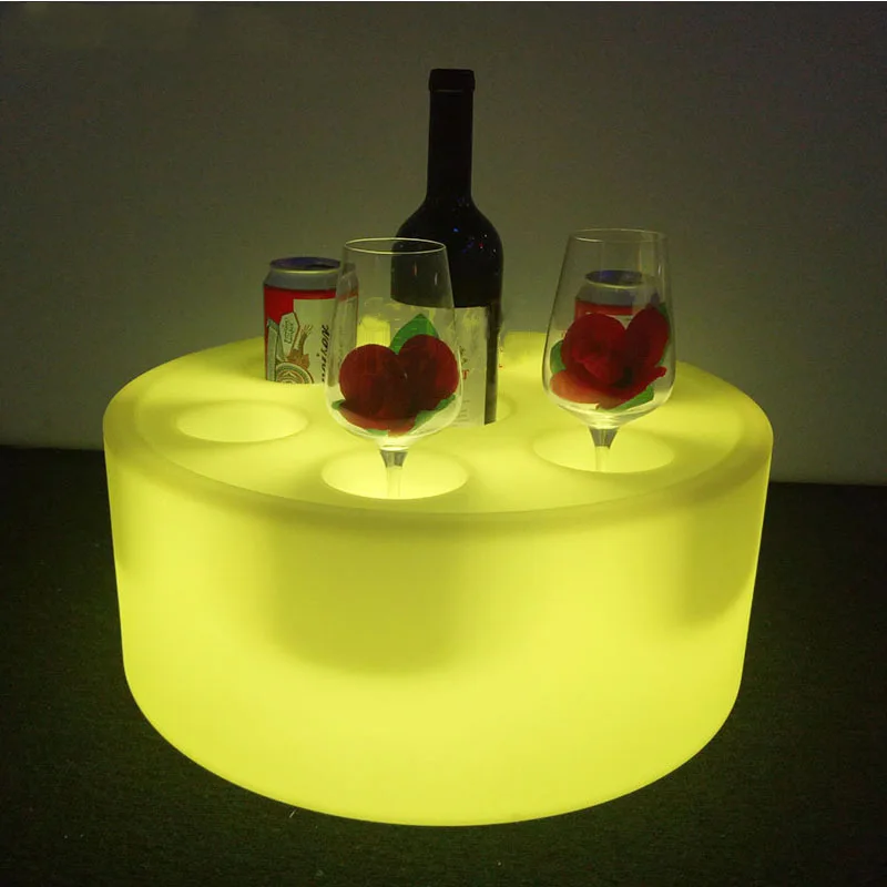 Round Swimming Pool Party Light Emitting Diode Tray Board Outdoor Waterproof IP68 16 Color Changing Plastic Wine Bottle Tray