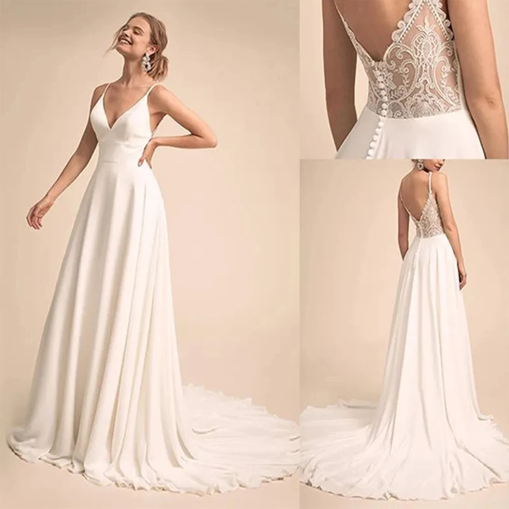 

Elegant Pretty Wedding Dresses For Woman Sexy Backless Mermaid Deep V-neck Off Shoulder Sleeveless Sweetheart A-Line Bride Gown