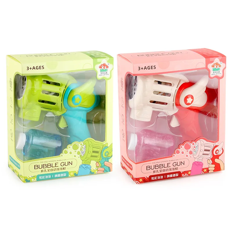 Crianças espaço bolha arma brinquedos crianças verão lazer 5 buracos dos desenhos animados portátil elétrico totalmente automático um-toque spray bolha brinquedos