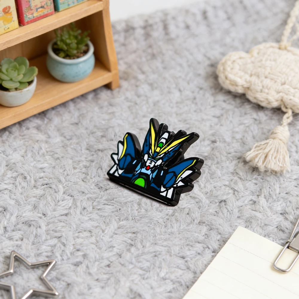 Chibi Japanischer Anime Wing-Zero Emaille-Pin Mecha-Roboter-Brosche Niedliches Ansteck-Abzeichen für Rucksäcke, Hüte, Jacken – Detail 8