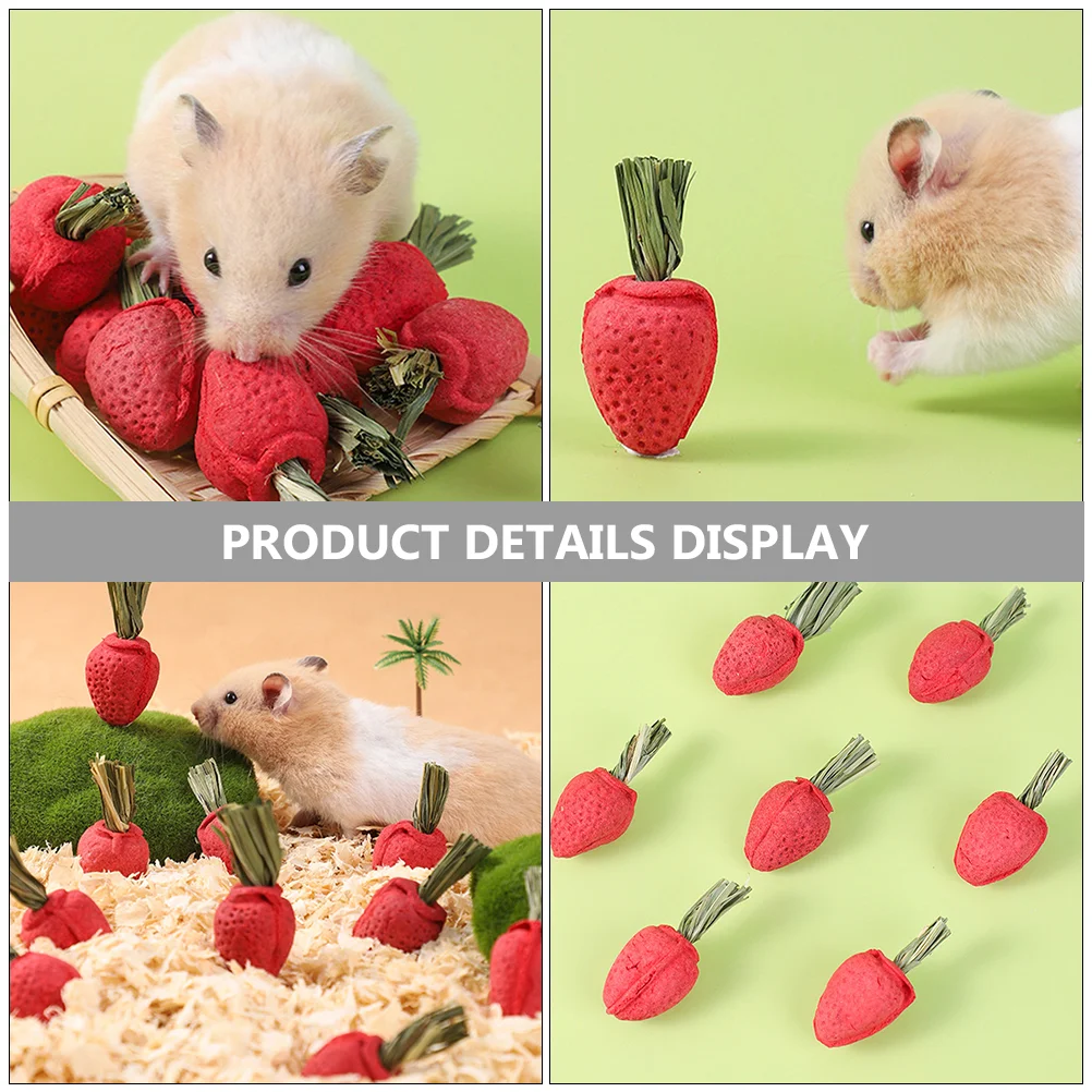 3 Pcs Hamster Teething Toy Chew Prop Rabbit Toys Chinchilla Props Biting Little Strawberry Supply Funny