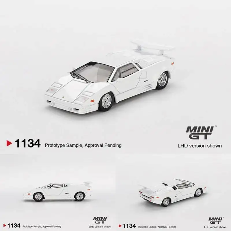 Voorverkoop MINIGT 1134 Lamborghini 1:64 Countach Wit 25e verjaardag Diecast Auto Model Collectie Speelgoed