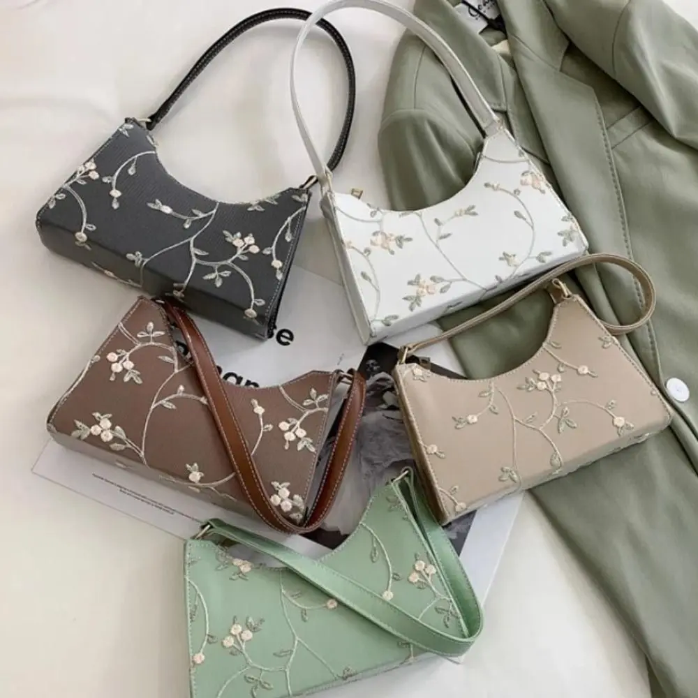 Casual All-match Floral Embroidery Handbag For Girls Mini Messenger Bag Shoulder Bags Women Underarm Bag Korean Handbag