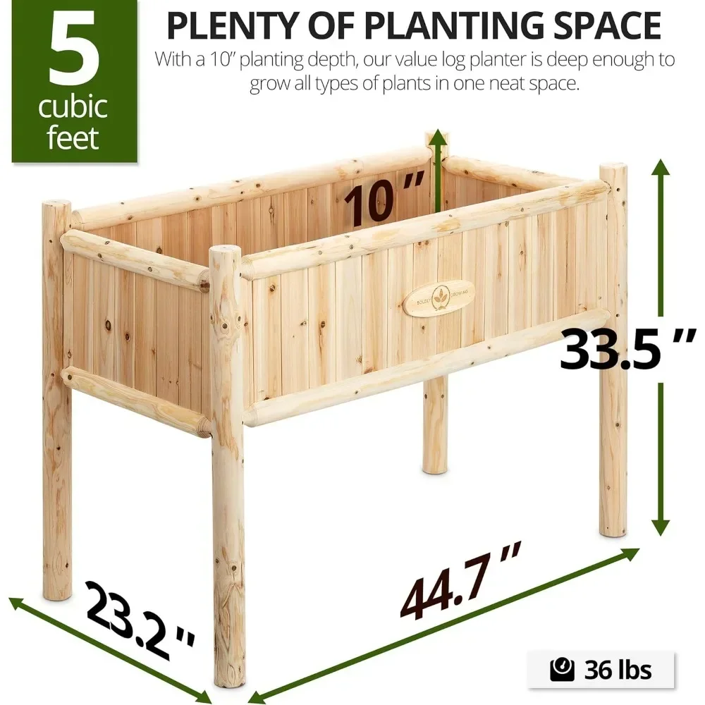 Wooden raised flowerpot with legs - Large elevated outdoor terrace cedar garden bed set for growing herbs and vegetables