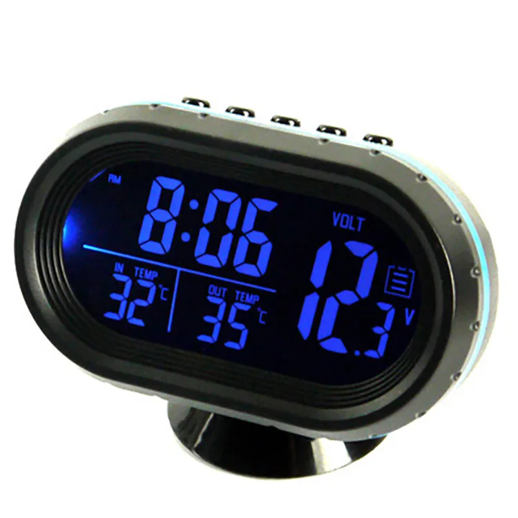 Multifunctional car temperature clock voltmeter, car thermometer, electronic clock, car luminous clock