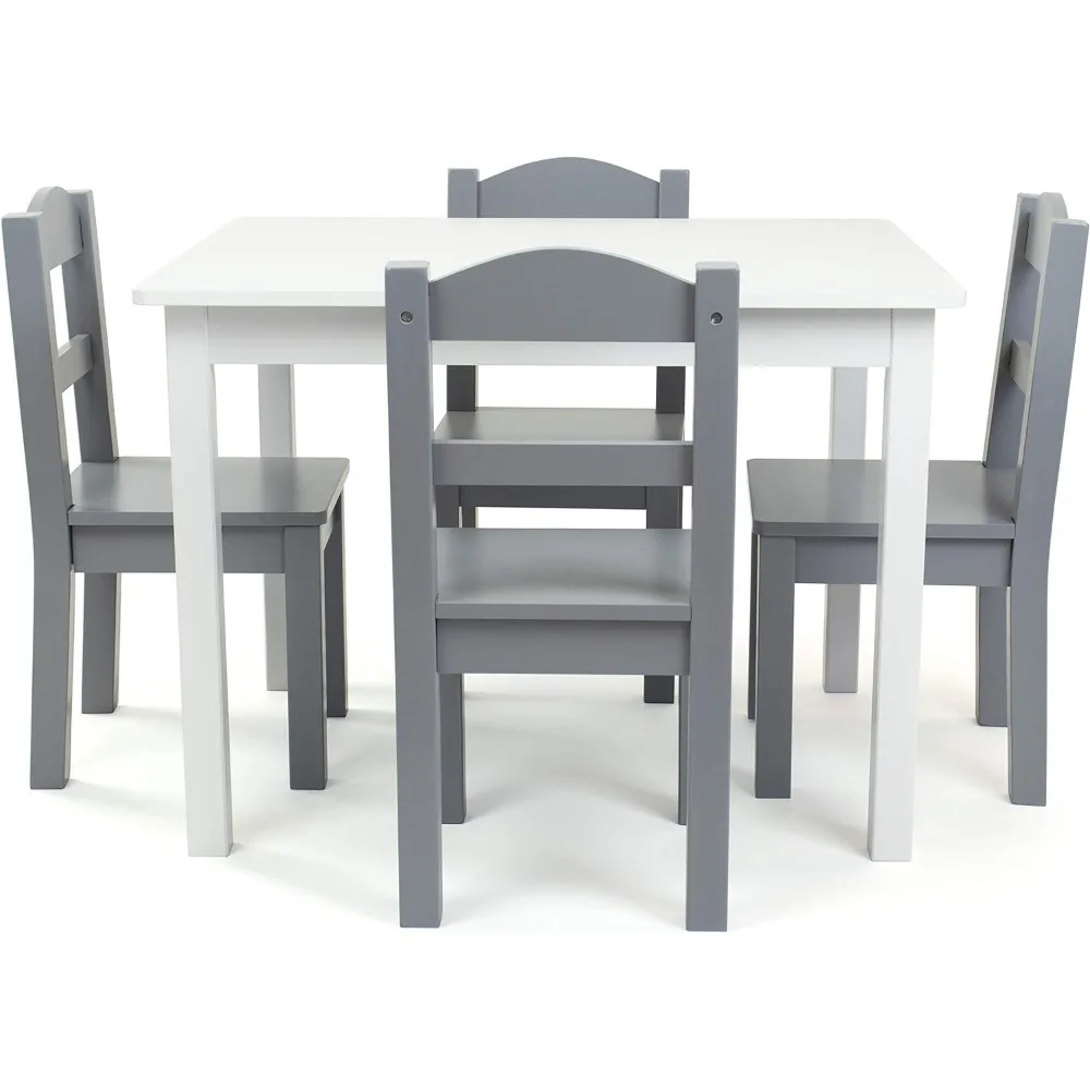 Kids Wood Table Set, Woods Tables and 4 Chairs, Kids Wood Table