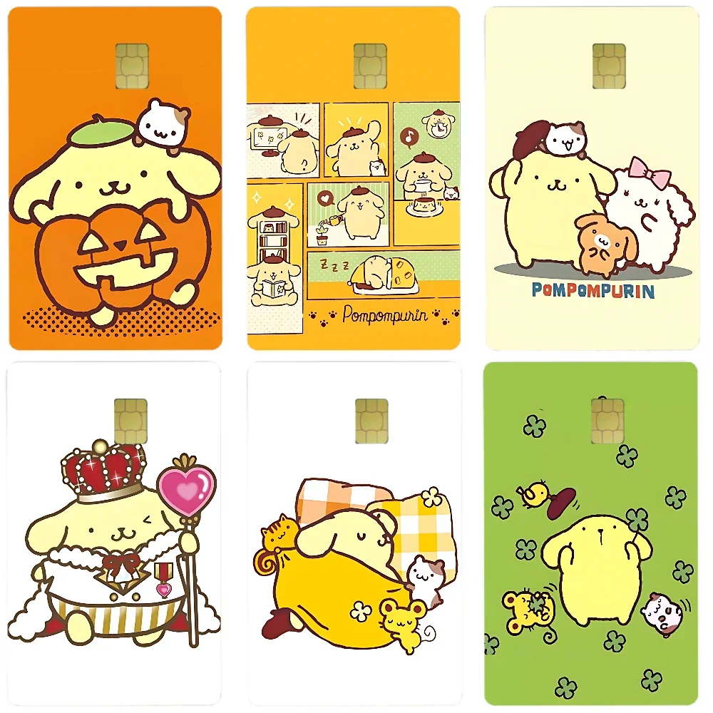 Pegatinas de tarjetas de P-PomPom P-Purin de dibujos animados, funda adhesiva para tarjeta de crédito de Chip pequeño, resistente al agua, No se decolora