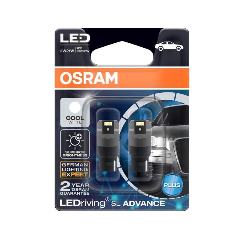 OSRAM T20 Upgrade LED-Signalleuchte 9705CW_Weiß 12V 2,5W W3X16d LEDriving SL Advance LED Auto-Blinker Innenraumbeleuchtung, Paar