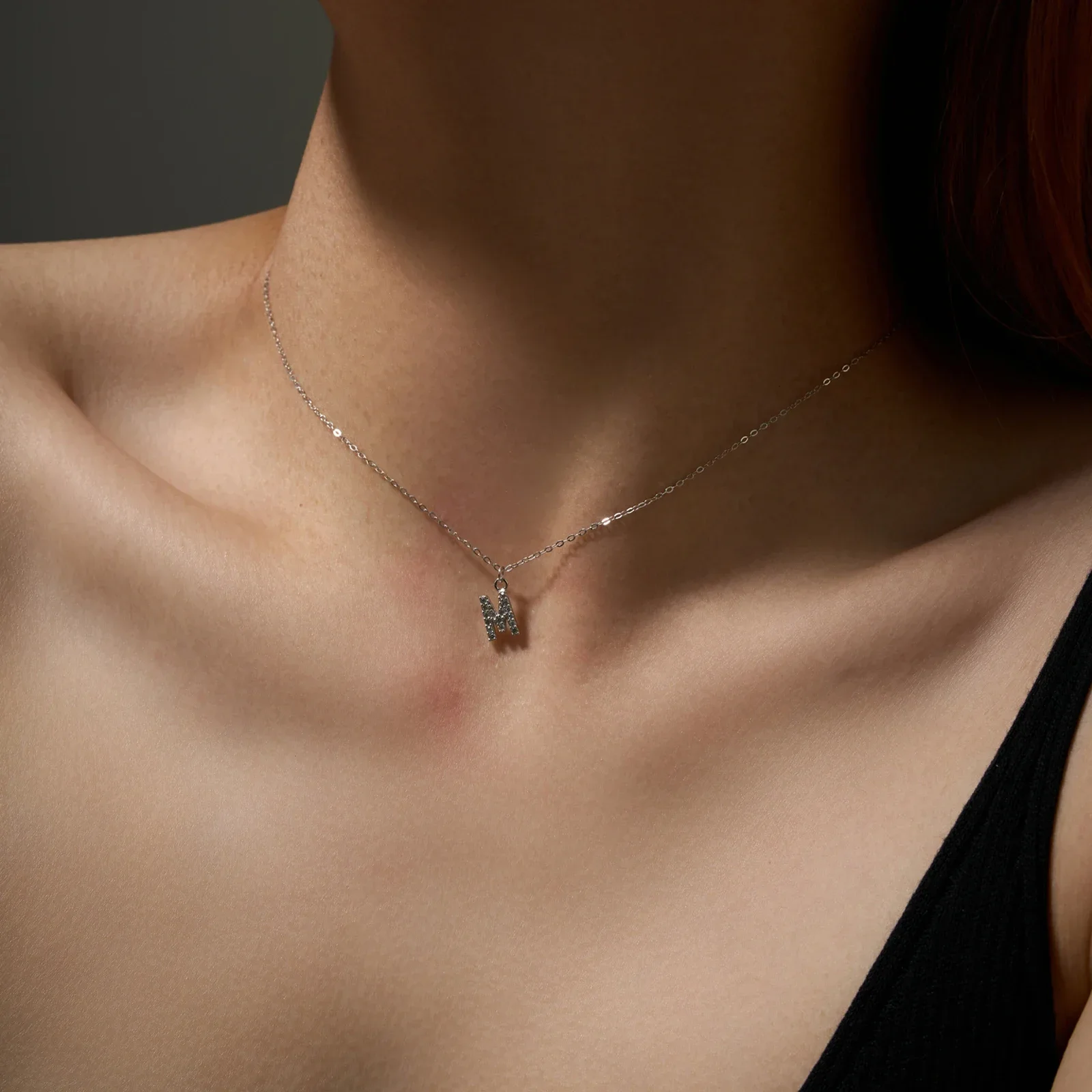 ANDYWEN 925 Sterling Silver Alphabet Initial Monogram Letter Pendant CZ Zircon Necklace Long Chain for Women Jewelry Gift