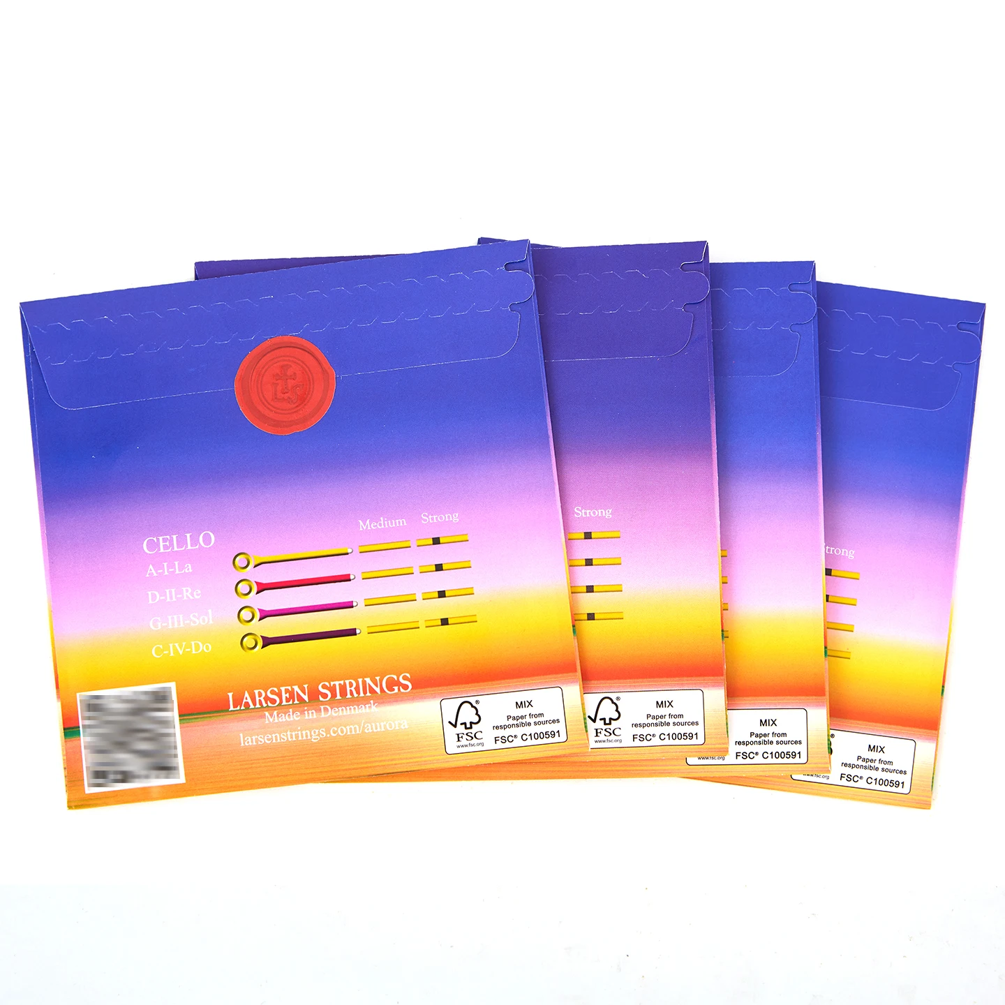 LARSEN Aurora Cello Strings Set Solid Steel Core Corrosion-resistant Alloy Winding Medium Tension Available in 4/4-1/4 Sizes
