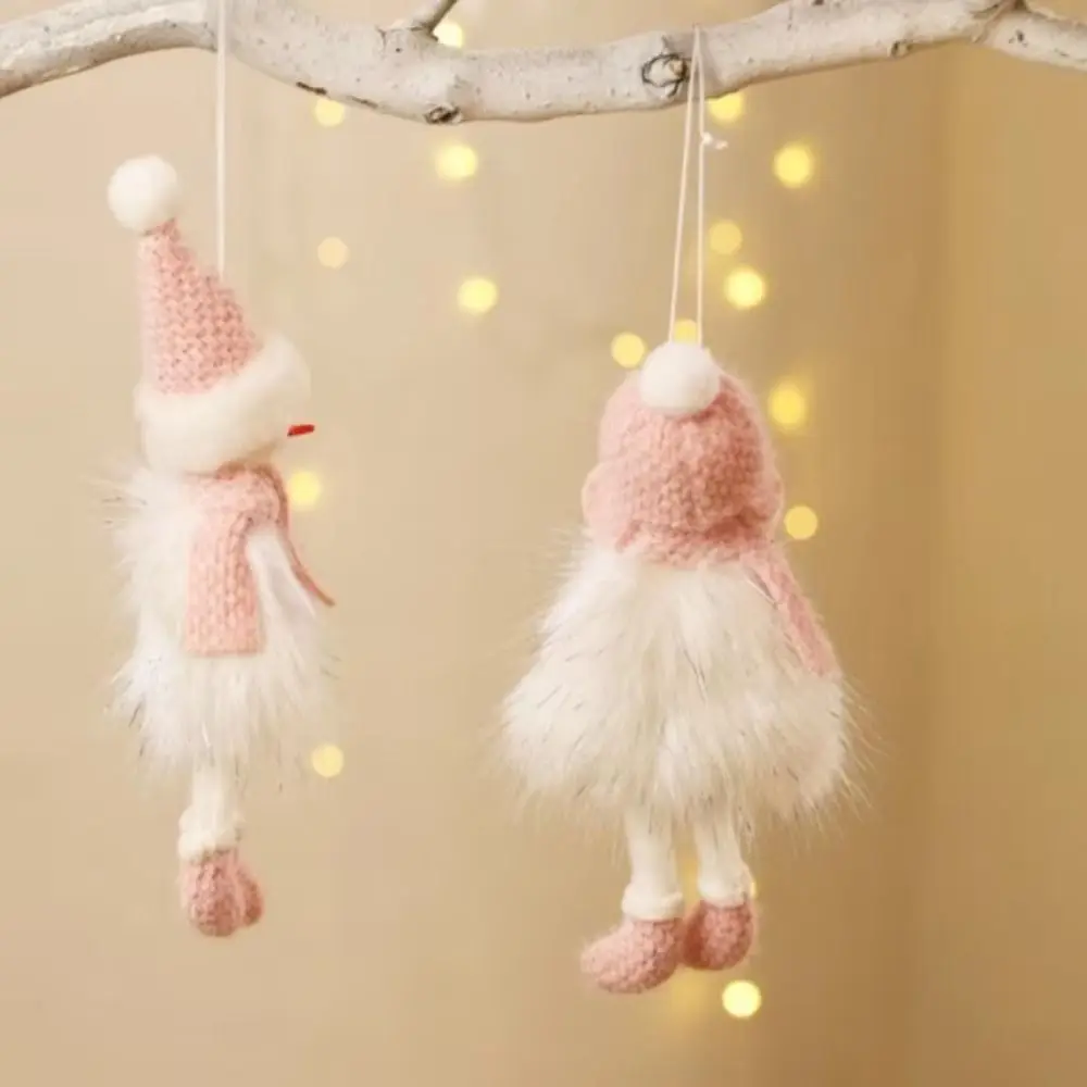 Creative Hanging Snowman Knit Hat Elegant Xmas Tree Hanging Pendant Pink White Decorative Christmas Tree Decoration