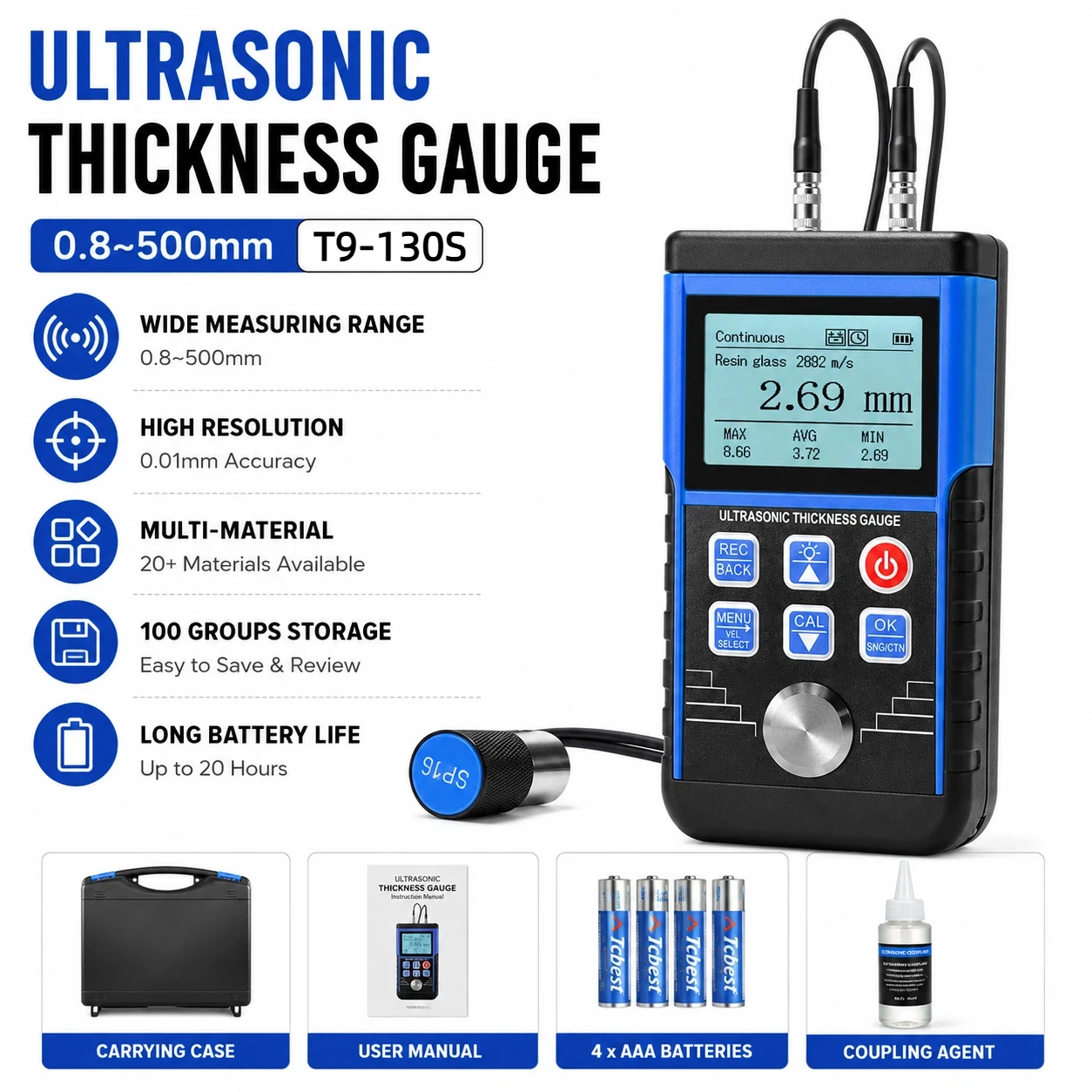 jauge-d'epaisseur-ultrasonique-08-500-mm-precision-±005-mm-sonde-5-mhz-calibration-99-donnees-alarme-pour-la-fabrication-de-metaux-et-les-pipelines-ce