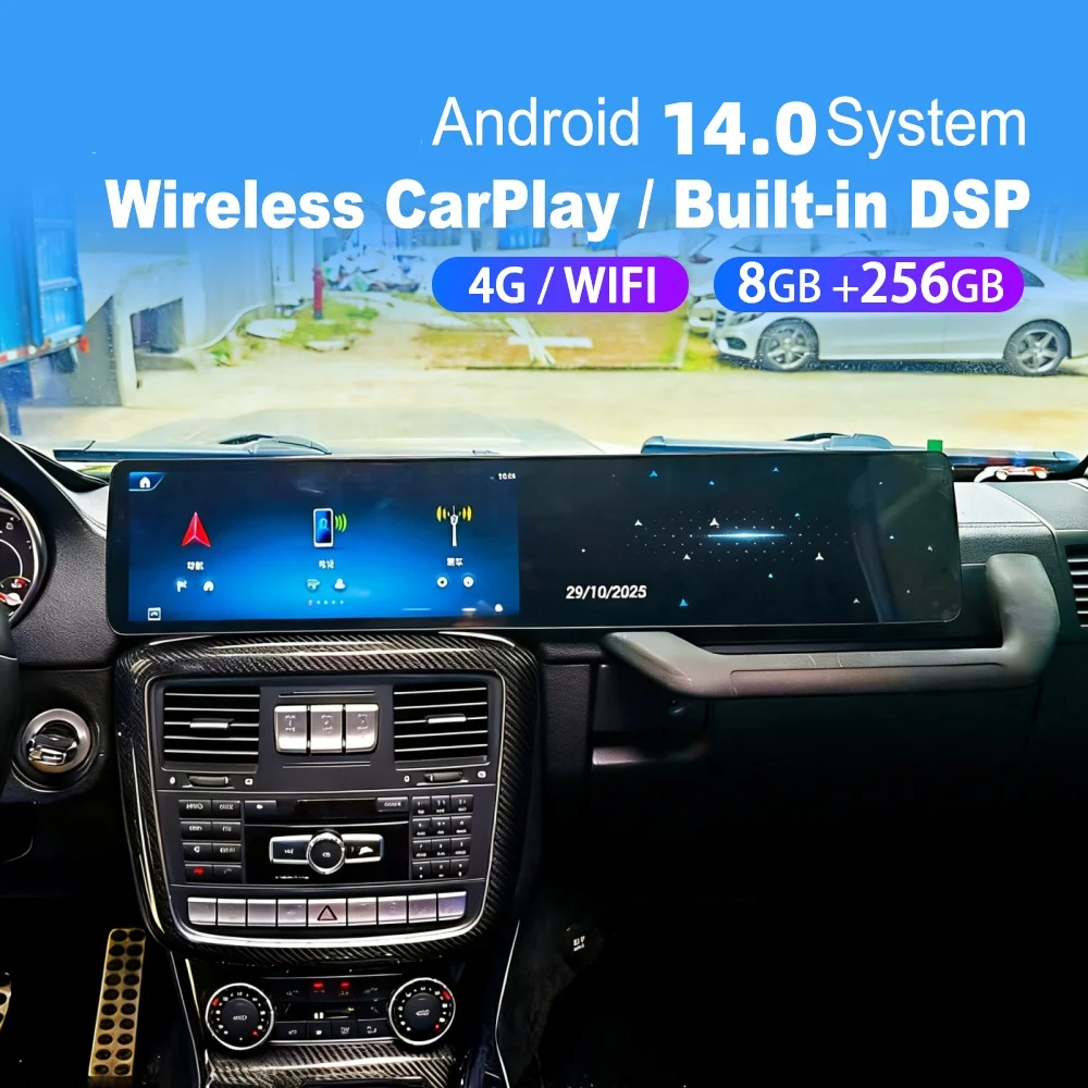

12,8-дюймовая автомобильная магнитола Qualcomm Snapdragon для Mercedes-Benz G-Class 2013-2018, 2K IPS, беспроводной CarPlay, Android 13, GPS, DSP, 4G