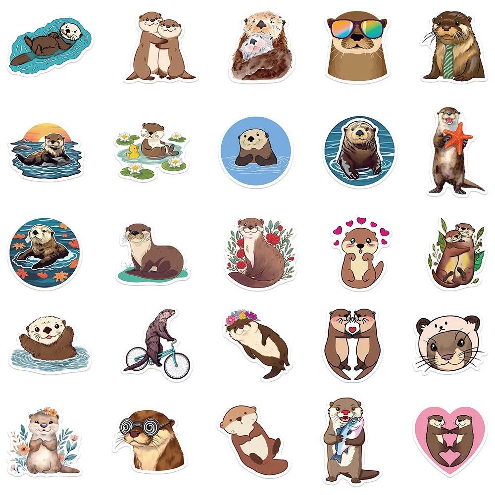 10/30/50 Stuks Kawaii Cartoon Dieren Otter Sticker Schattige Graffiti Decoratieve Bril Case Plakboek Waterdicht Sticker Kinderen Speelgoed