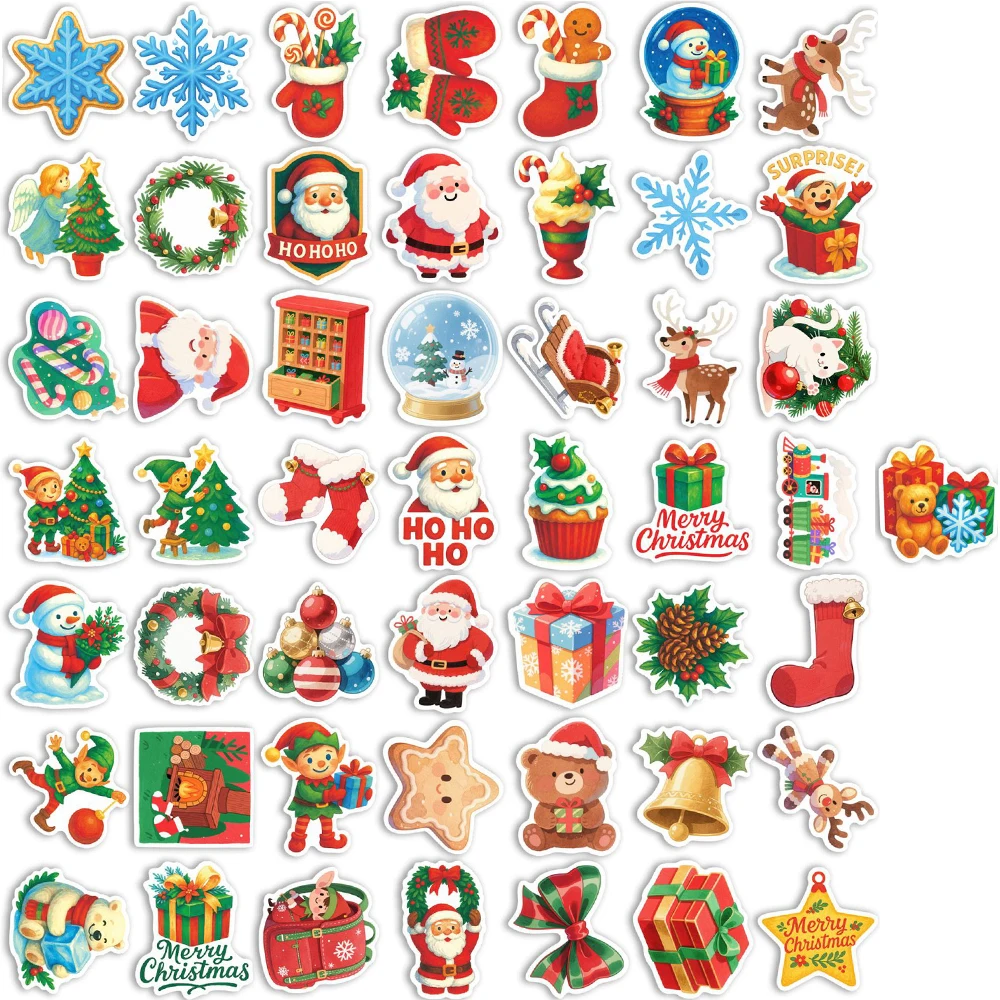 

10/30/50/100pcs Funny Cute Christmas Theme Stickers Creative Cartoon Santa Claus Decals DIY Laptop Phone Luggage Sticker Packing