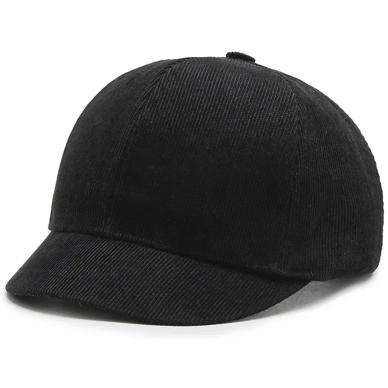 2023 Short Brim Baseball Cap Men Solid Corduroy Dad Hat Autumn Winter Bone Casquette Homme Streetwear Hip Hop Caps For Women