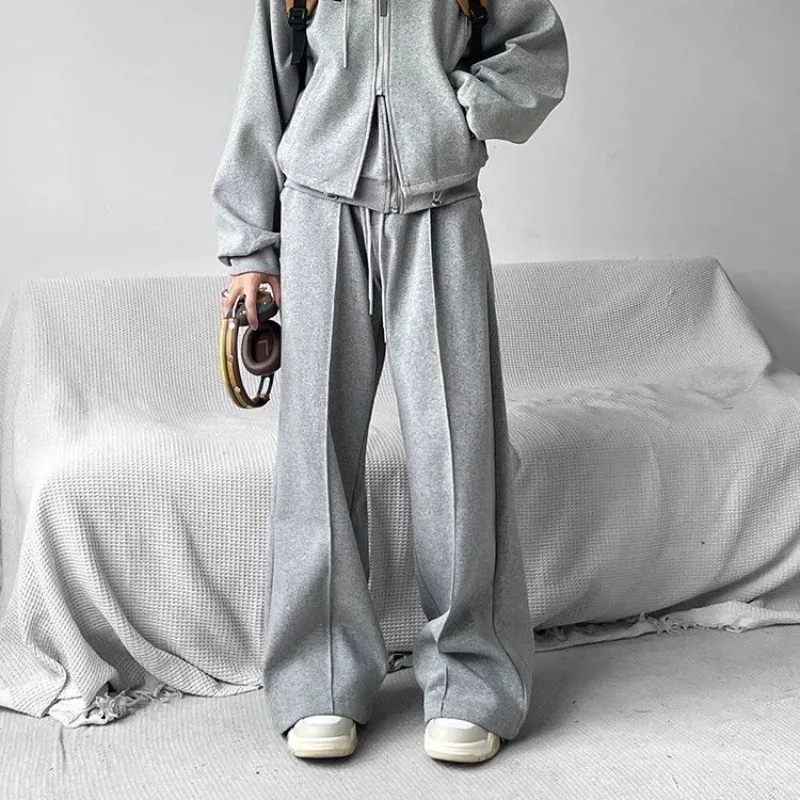 Deeptown Baggy Vintage Grey Sweatpants Women Harajuku Oversized Casual Basic Jogger Men Pants Summer Korean Sports Trousers