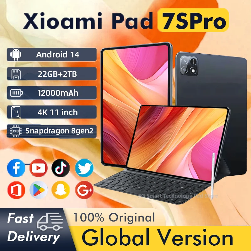 2025 NEUES Original MI Pad 7S Pro Tablet 11 Zoll Snapdrago 8gen2 HD 4K Android 14 22GB+2TB 12000mAh 5G Dual SIM WiFi GPS Tablet PC