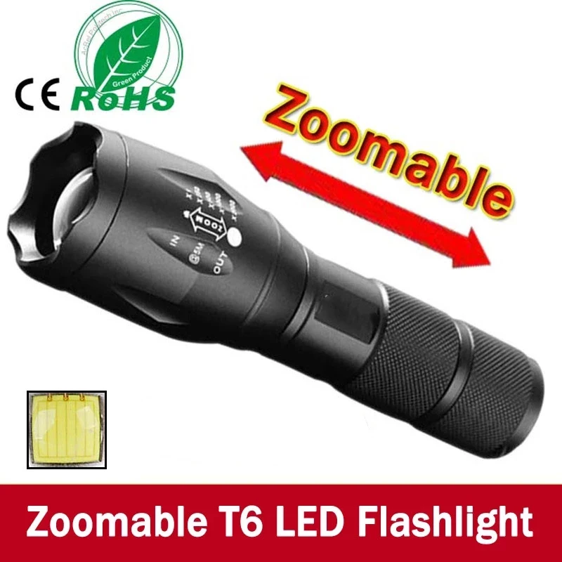 

E17 3800Lumens led Torch Zoomable LED Flashlight Torch light For 3xAAA or 1x18650 Free shipping