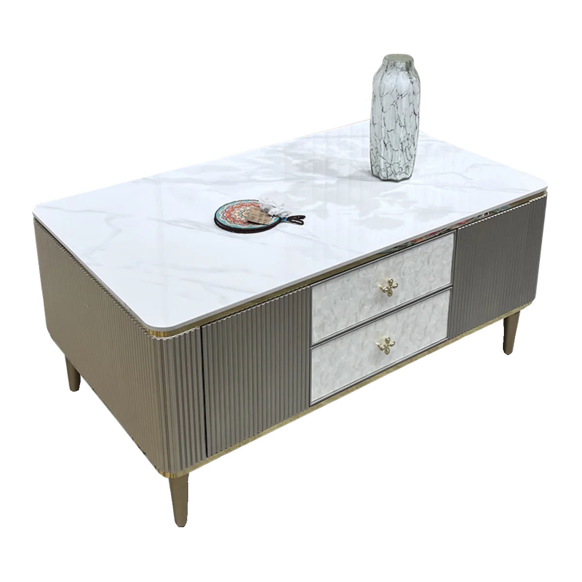 

Sofa coffee table living room home rock slab small round table side cabinet solid wood TV cabinet combination