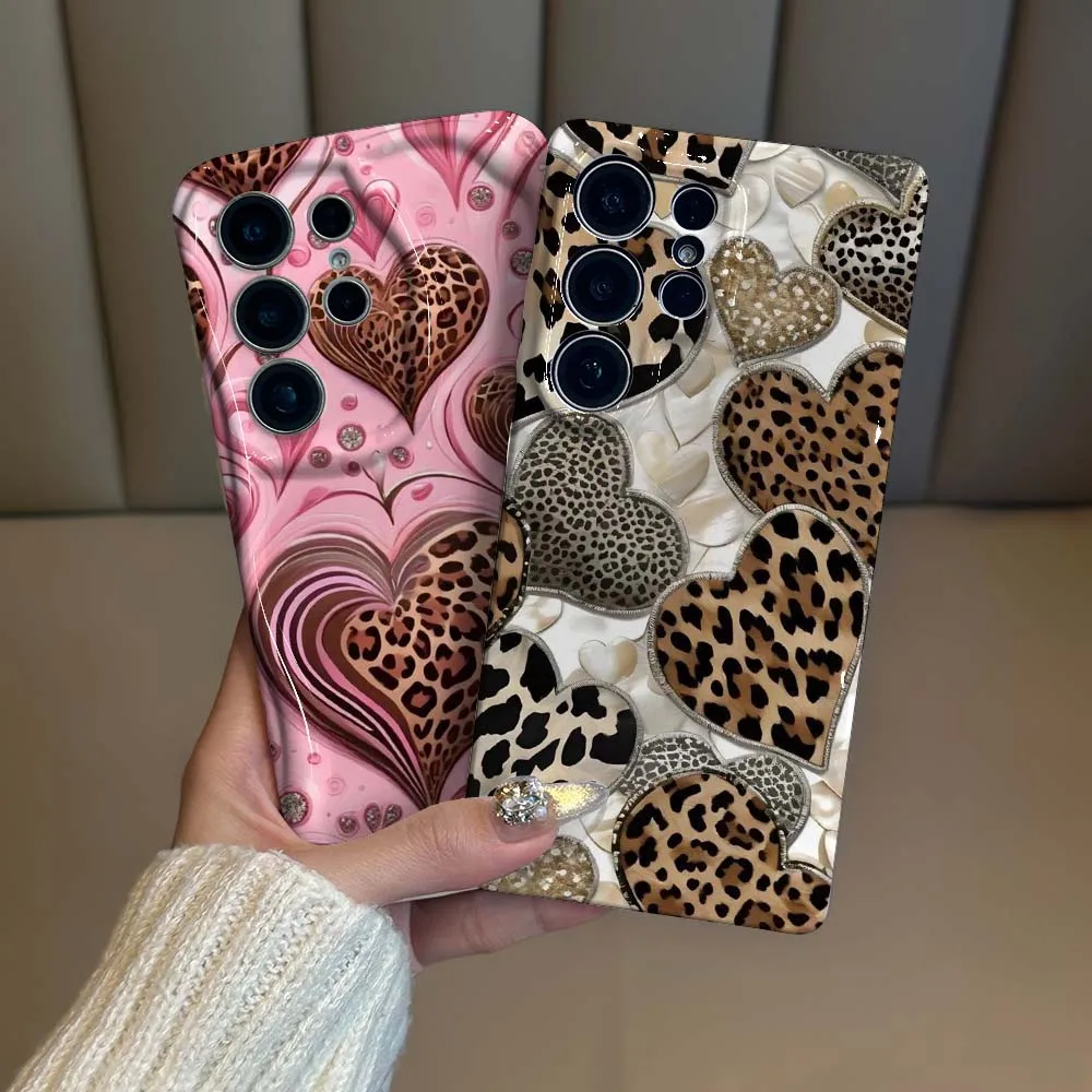 Art Leopard Heart Cover For Samsung Galaxy S26 S25 S24 S23 S22 FE Plus Ultra Feilin Phone Case Wave Oil Phone Case