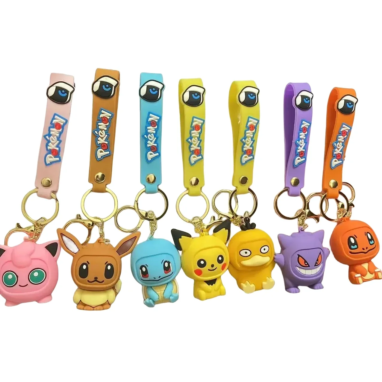 Pokemon Keychain Batch Pendant Pokemon Keyring Cute Pikachu Doll Bag Car Pendant for Birthday Kids Gift Toys Charm Bulk Gourd