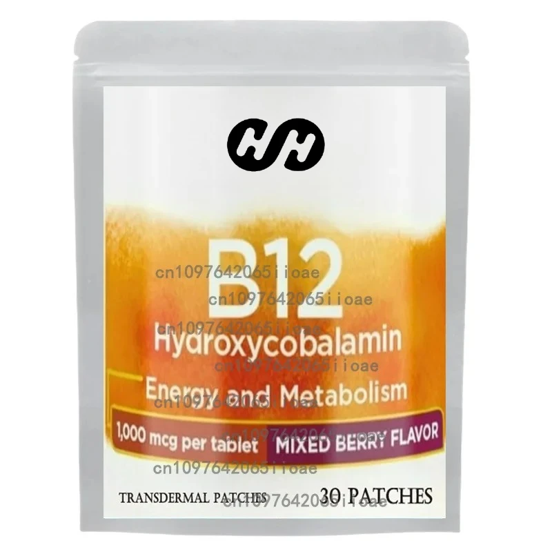 

30 Patches B12 Transdermal Patches - 100% Natural Vitamin Patches for Women, Energy, Focus & Body Support
